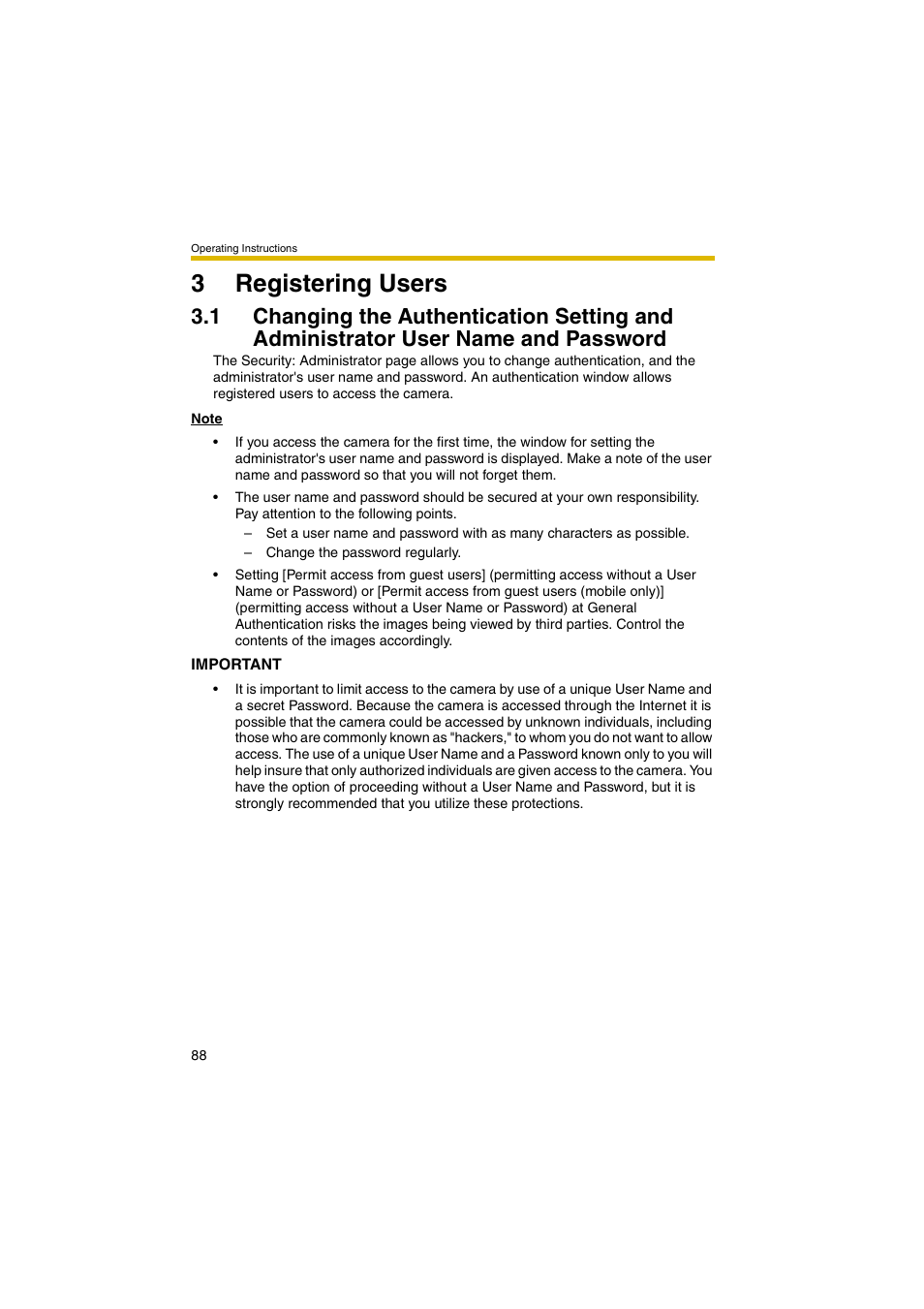 3 registering users, Ge 88), 3registering users | Panasonic BB-HCM381A User Manual | Page 88 / 198