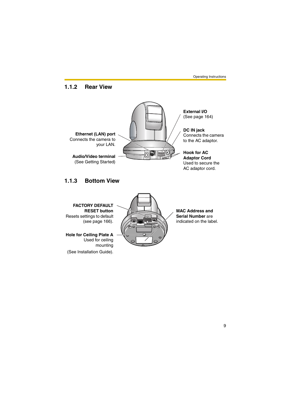 2 rear view, 3 bottom view, 2 rear view 1.1.3 bottom view | Panasonic BB-HCM381A User Manual | Page 9 / 198