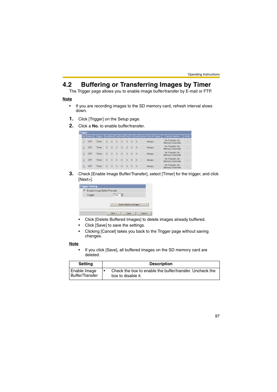 2 buffering or transferring images by timer, E 97 | Panasonic BB-HCM381A User Manual | Page 97 / 198