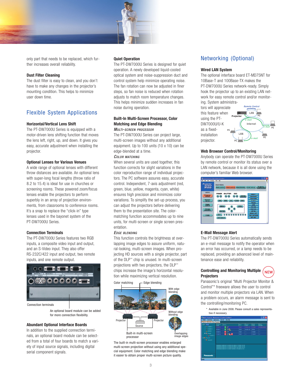 Flexible system applications, Networking (optional) | Panasonic 3-Chip DLP PT-DW7000U-K User Manual | Page 4 / 6