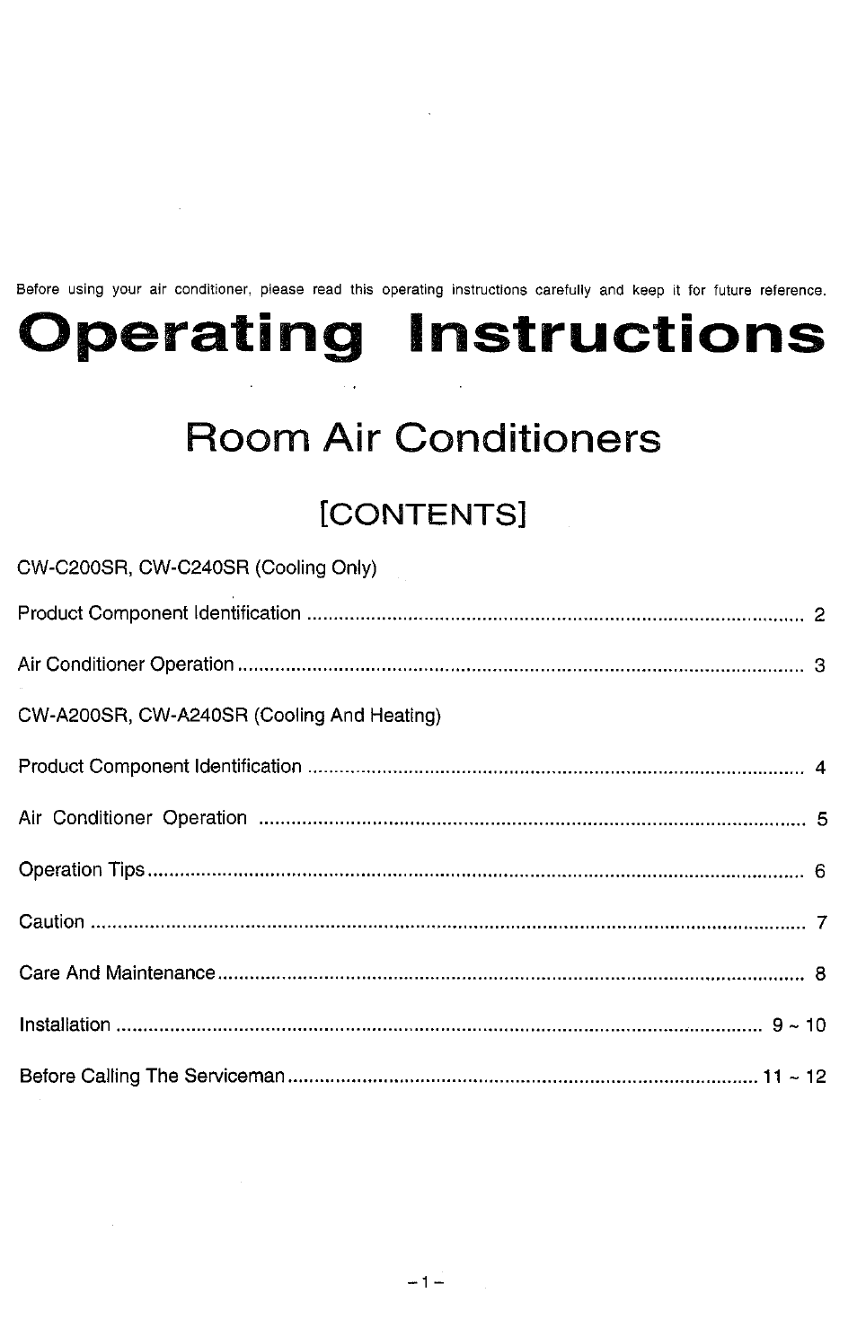 Panasonic CW-C240SR User Manual | Page 2 / 14