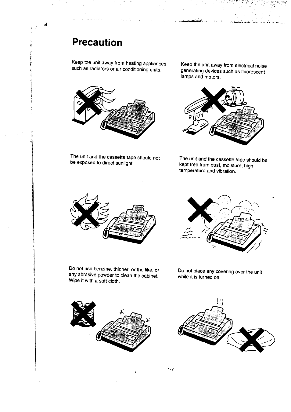 Precaution | Panasonic KX-F50BA User Manual | Page 14 / 75