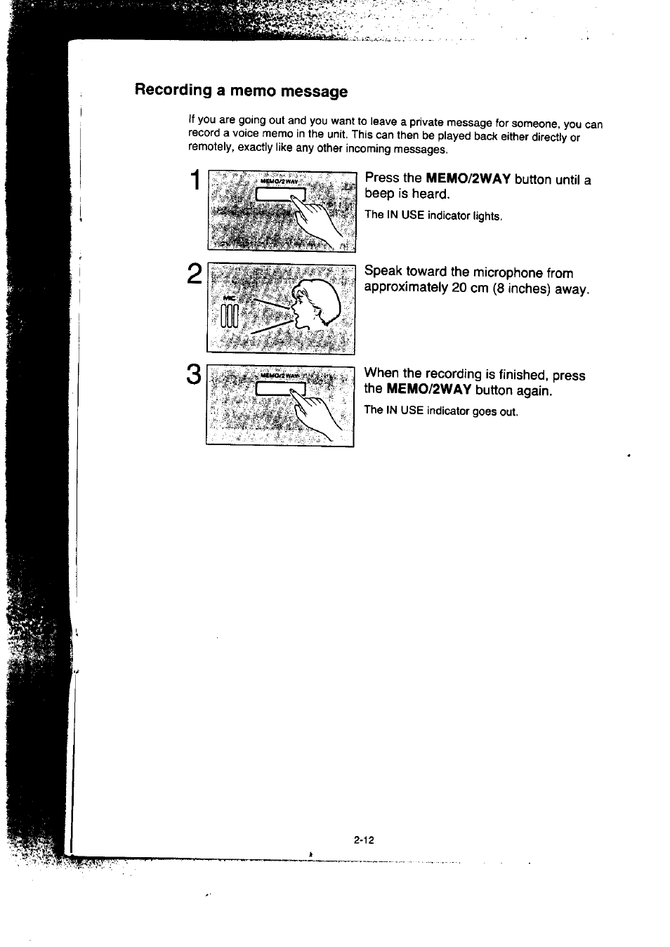 Press the memo/2way button until a beep is heard | Panasonic KX-F50BA User Manual | Page 43 / 75