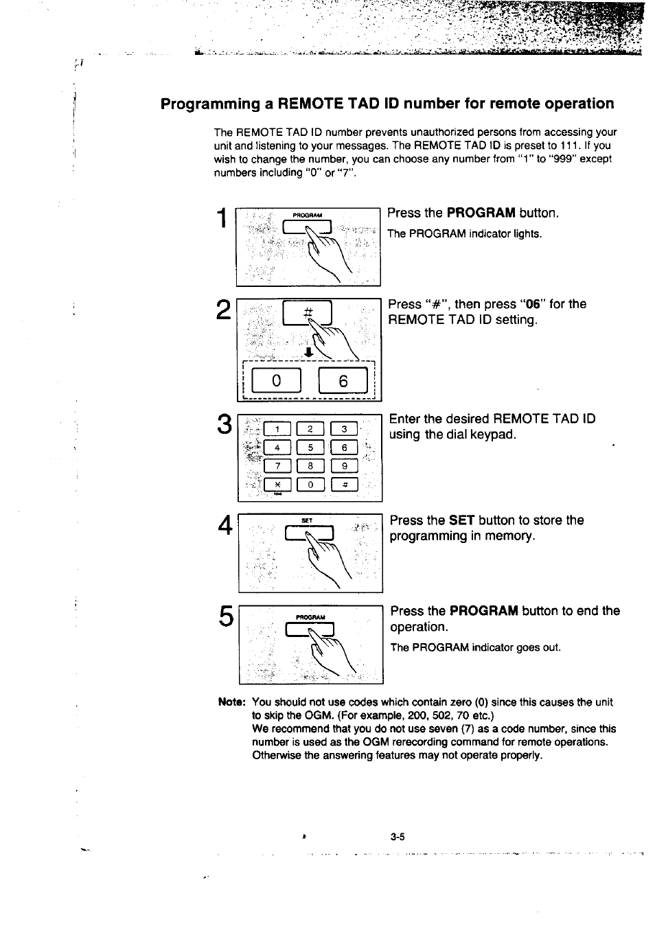 Press the program button to end the operation, Hi 1 ii, Ii jl | Panasonic KX-F50BA User Manual | Page 52 / 75