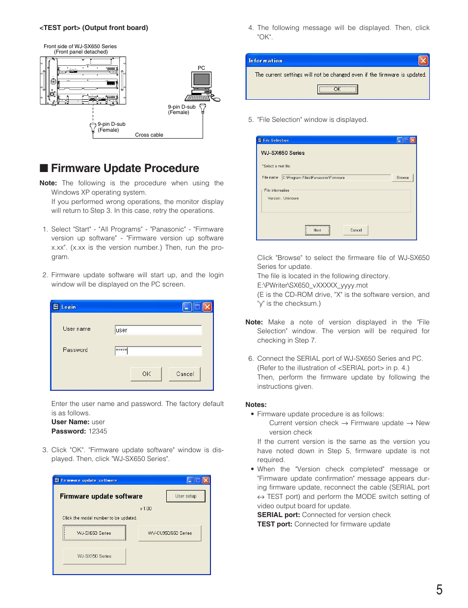 Firmware update procedure | Panasonic WJ-PB65E01 User Manual | Page 5 / 8