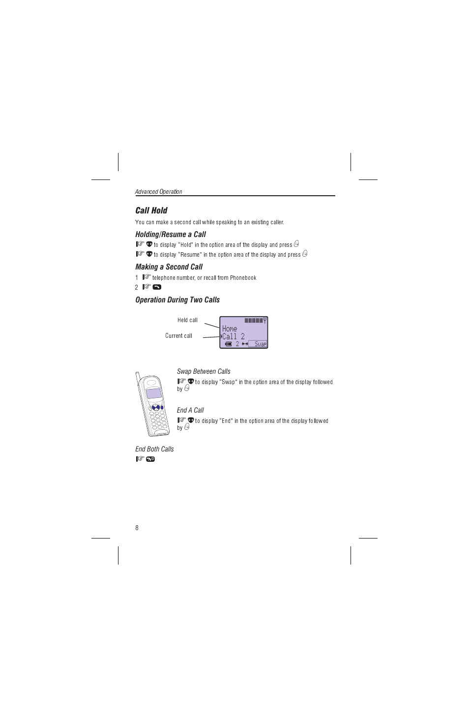 Call hold | Panasonic EB-G450 User Manual | Page 12 / 32