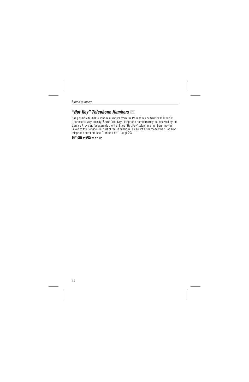 Hot key telephone numbers, Hot key telephone numbers, Hot key” telephone numbers | Panasonic EB-G450 User Manual | Page 18 / 32