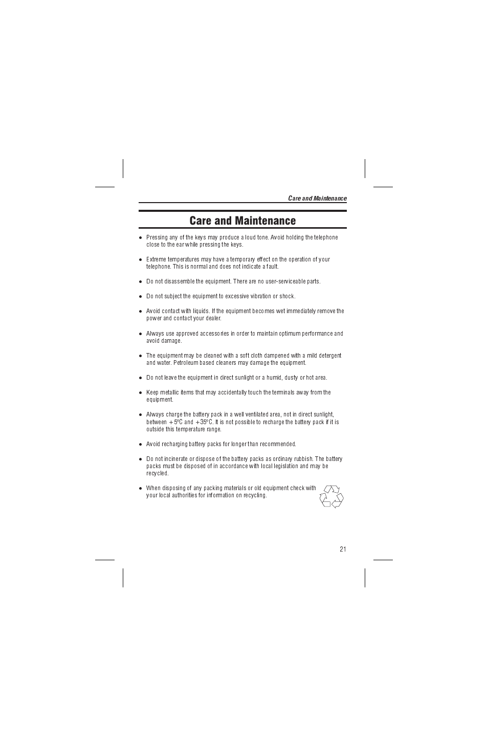 Care and maintenance | Panasonic EB-G450 User Manual | Page 25 / 32