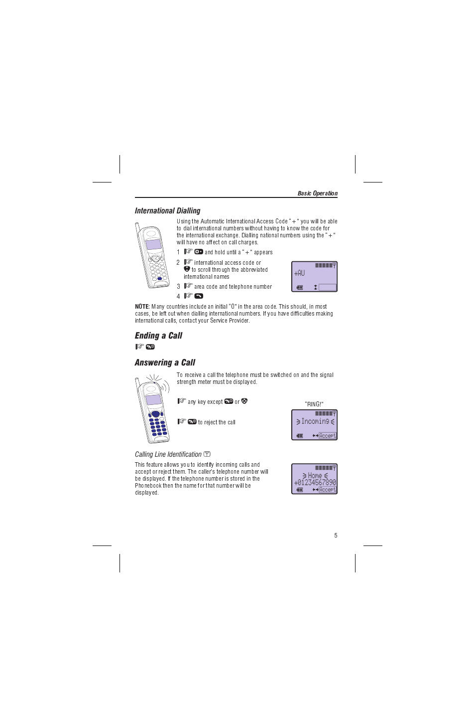 Ending a call, Answering a call, Ending a call answering a call | Panasonic EB-G450 User Manual | Page 9 / 32