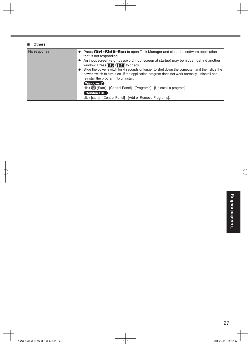 Troubleshooting | Panasonic CF-31 User Manual | Page 27 / 40