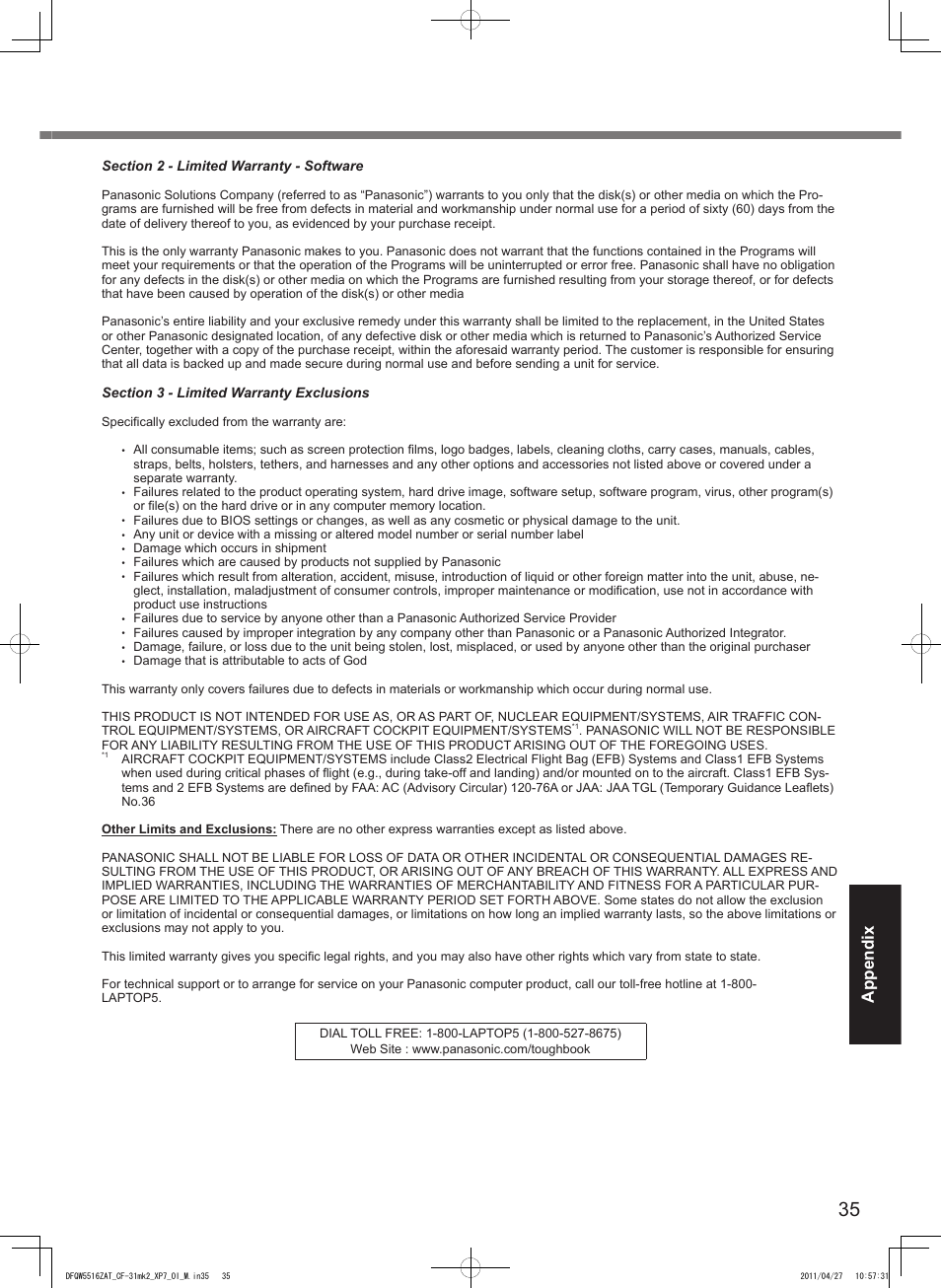 Appendix | Panasonic CF-31 User Manual | Page 35 / 40