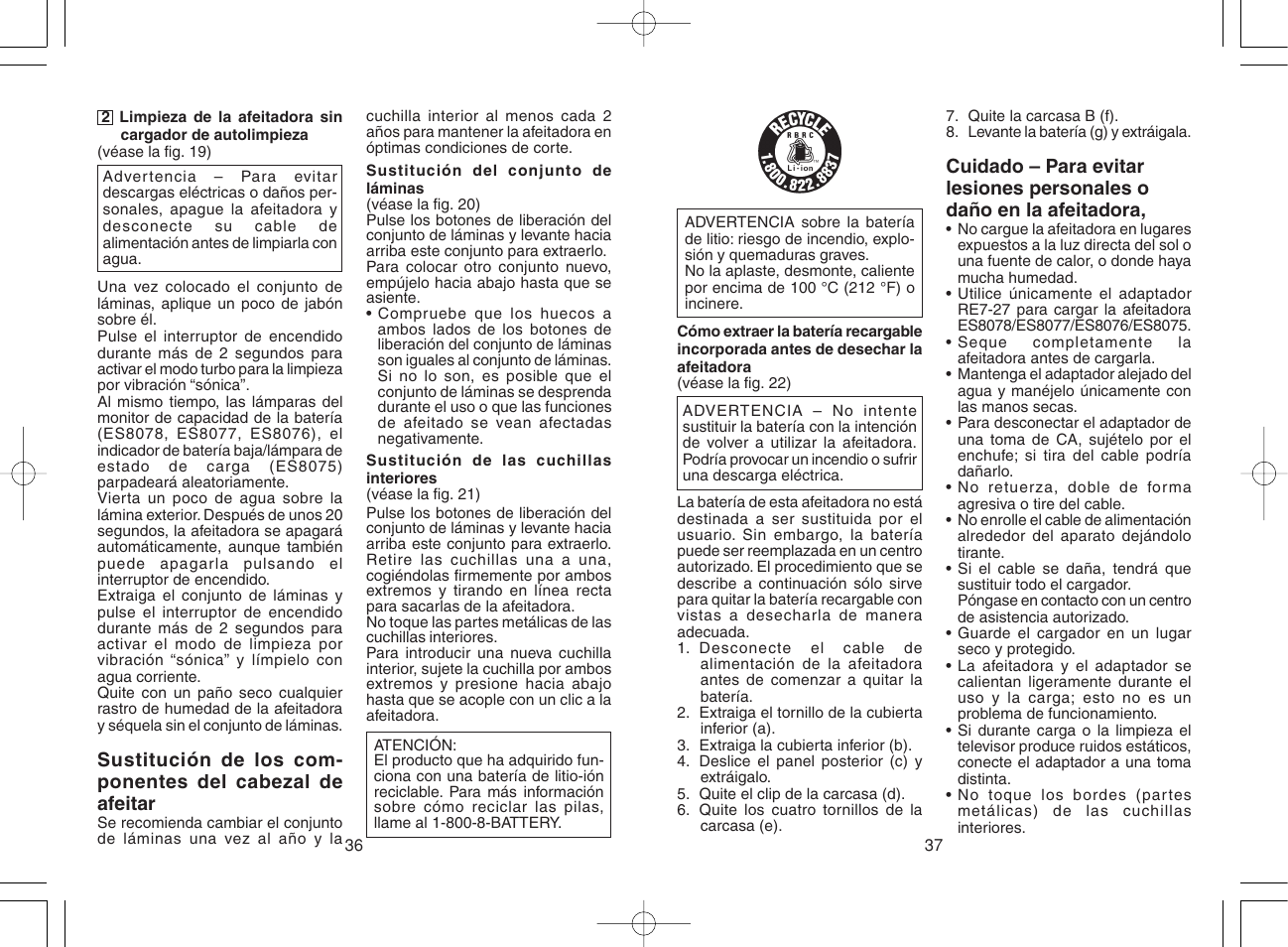 Panasonic ES8075 N User Manual | Page 19 / 20