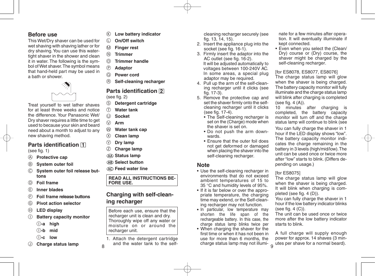 English | Panasonic ES8075 N User Manual | Page 5 / 20