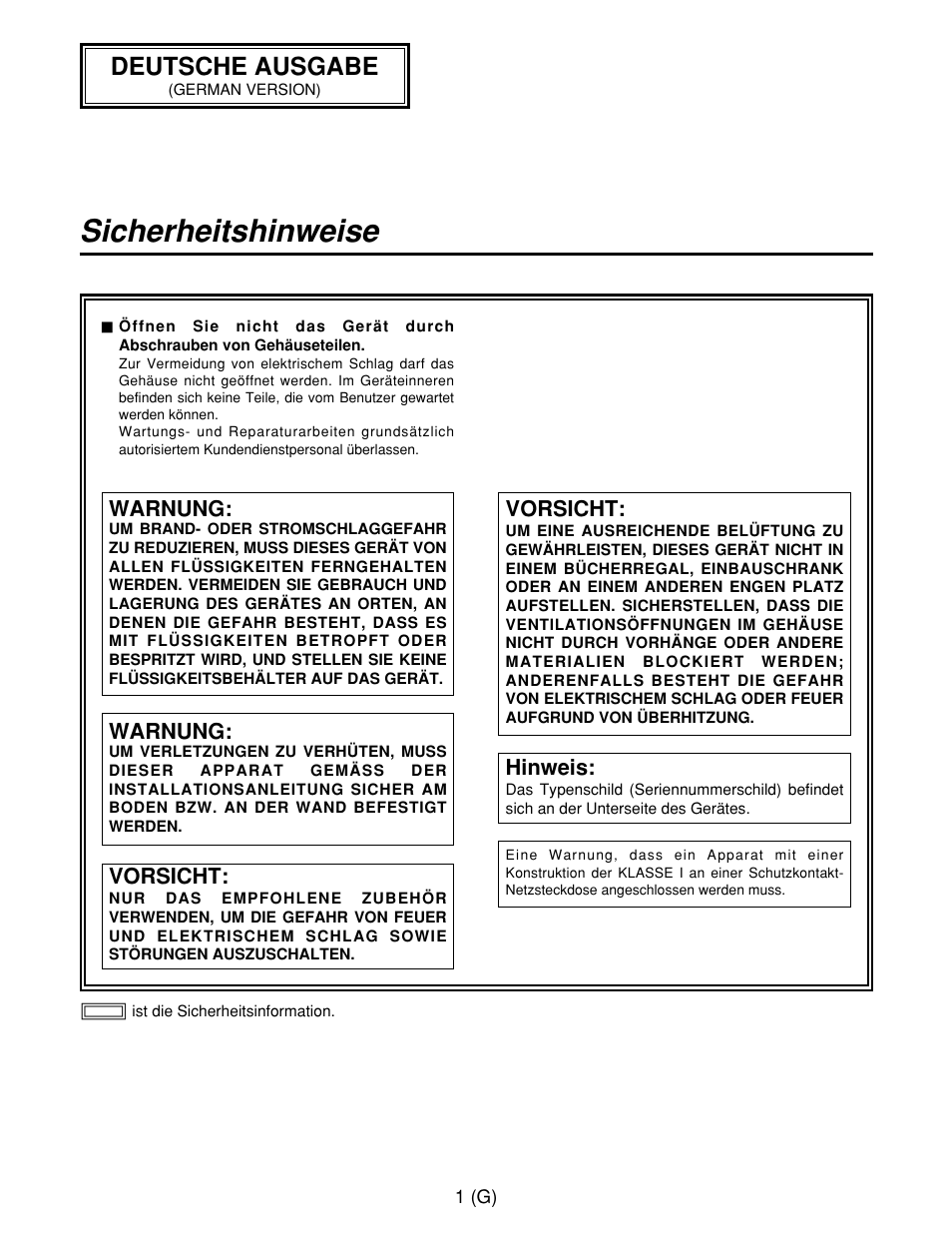 Sicherheitshinweise, Deutsche ausgabe | Panasonic AW-CB400L User Manual | Page 22 / 104