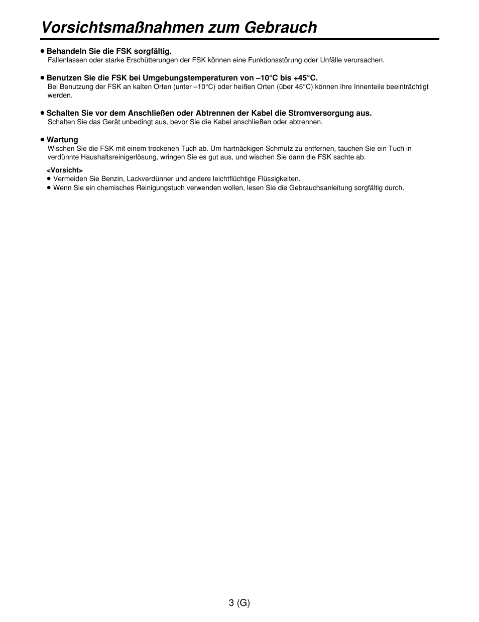 Vorsichtsmaßnahmen zum gebrauch | Panasonic AW-CB400L User Manual | Page 24 / 104