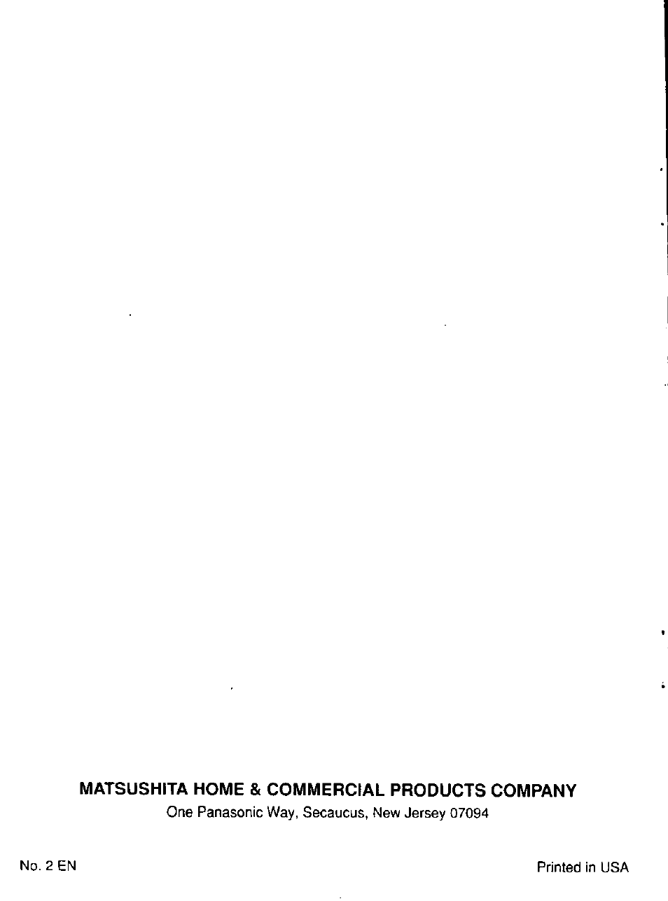 Matsushita home & commercial products company | Panasonic EY6181 User Manual | Page 16 / 16
