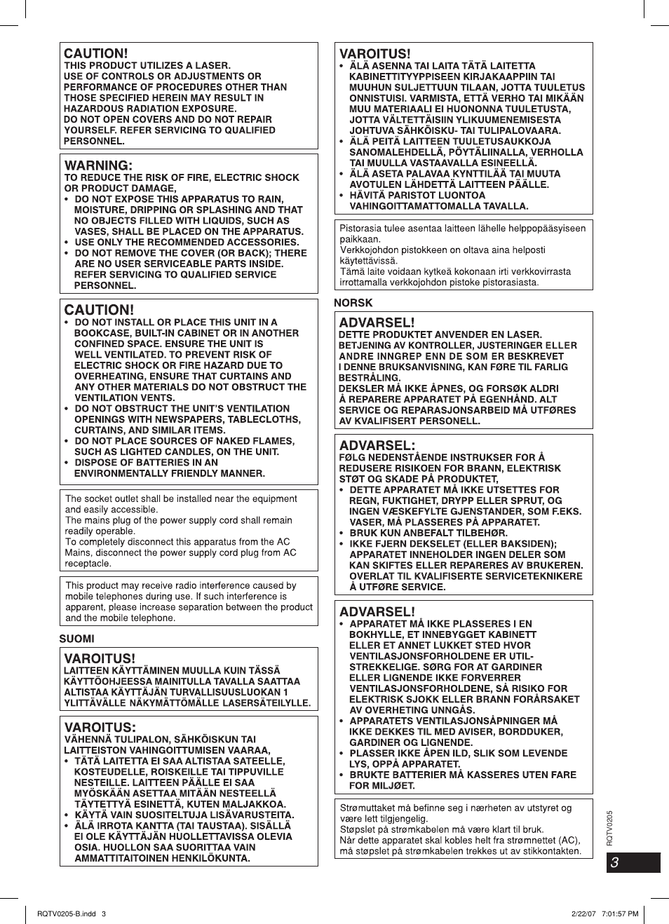 Lang - 5 lang - 4 français dansk deutsch | Panasonic SC-AK750 User Manual | Page 3 / 20