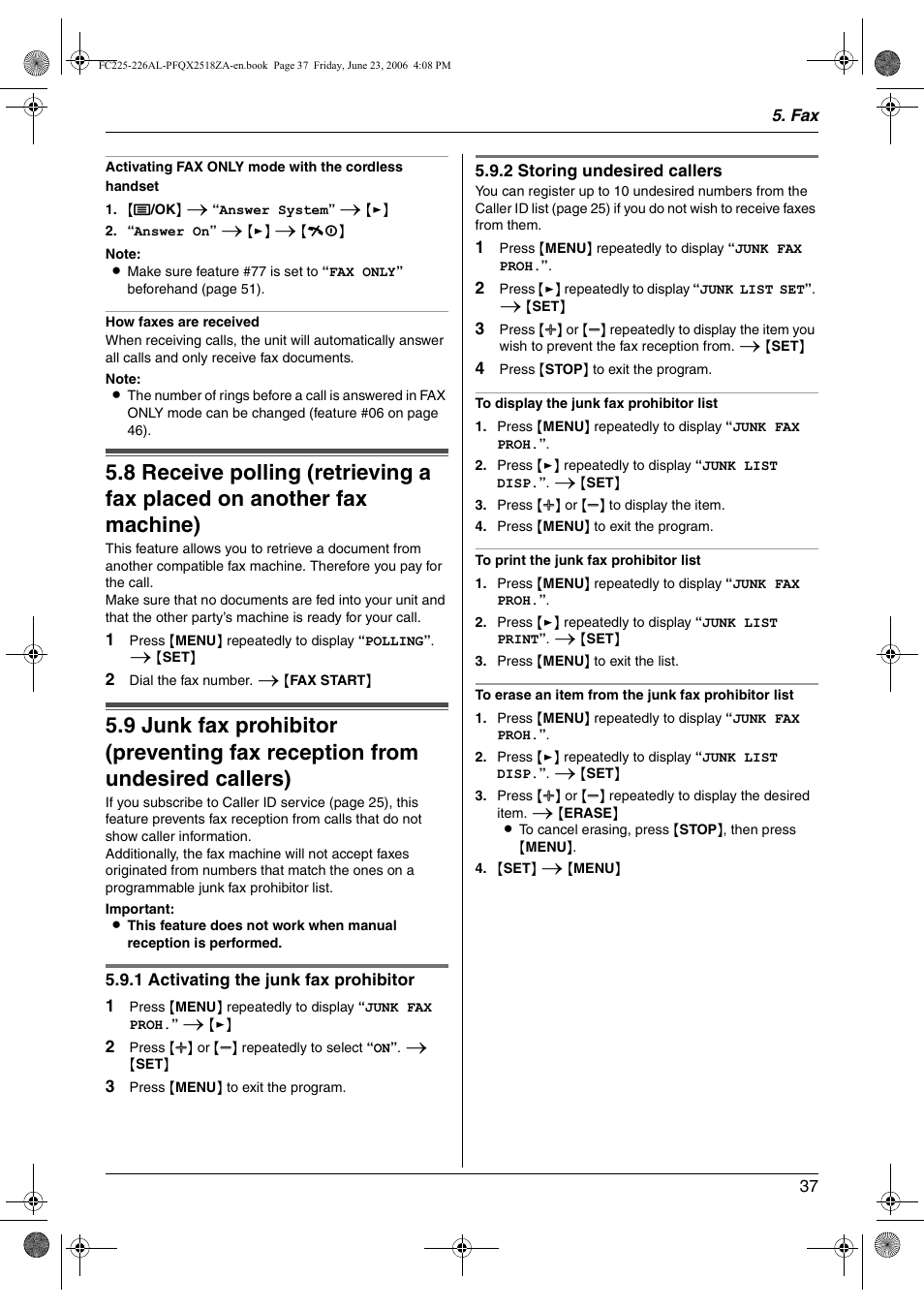 Panasonic KX-FC225NZ User Manual | Page 37 / 80