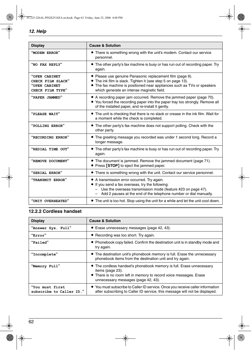 Panasonic KX-FC225NZ User Manual | Page 62 / 80