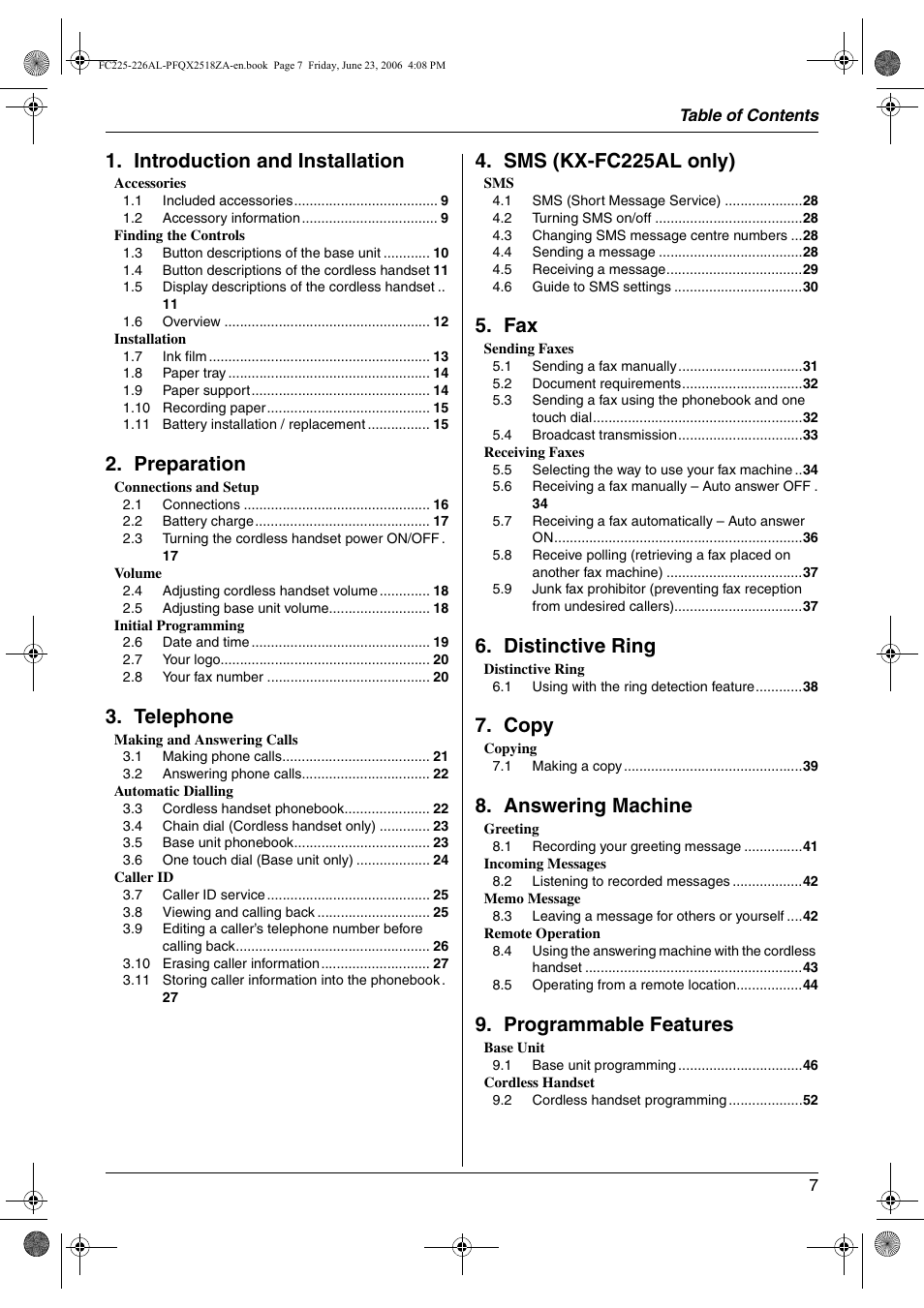 Panasonic KX-FC225NZ User Manual | Page 7 / 80