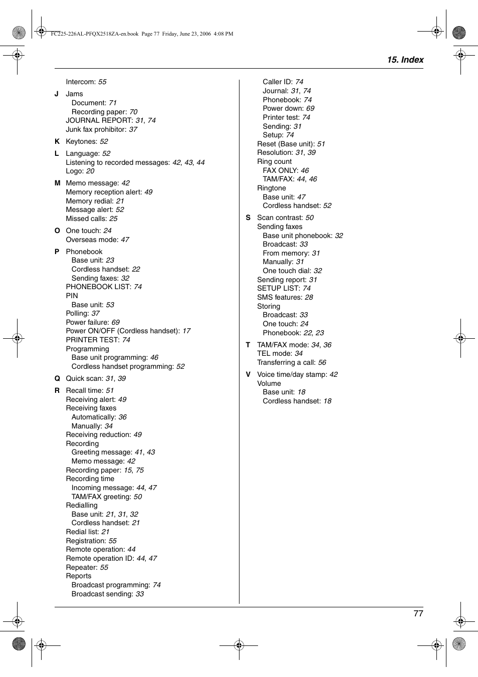 Panasonic KX-FC225NZ User Manual | Page 77 / 80