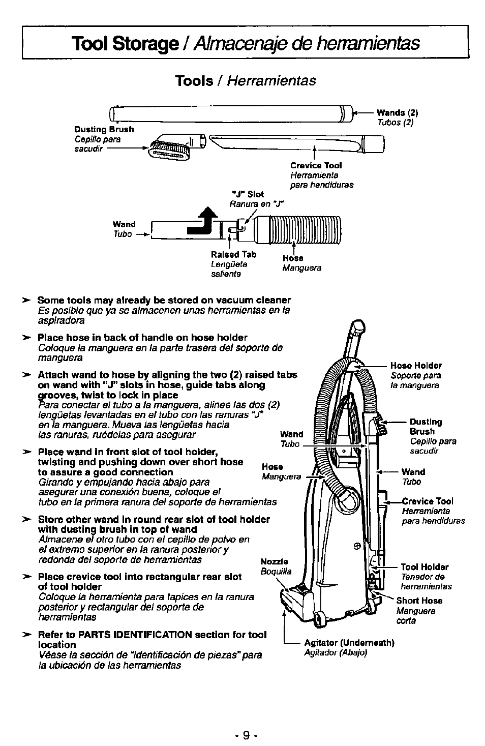 Tools / herramientas | Panasonic MC-V5730 User Manual | Page 9 / 24