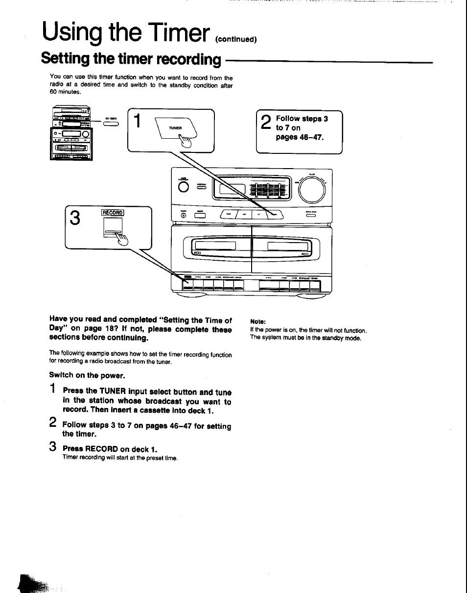 Using the timer, Setting the timer recording | Panasonic SC-CH60 User Manual | Page 48 / 60