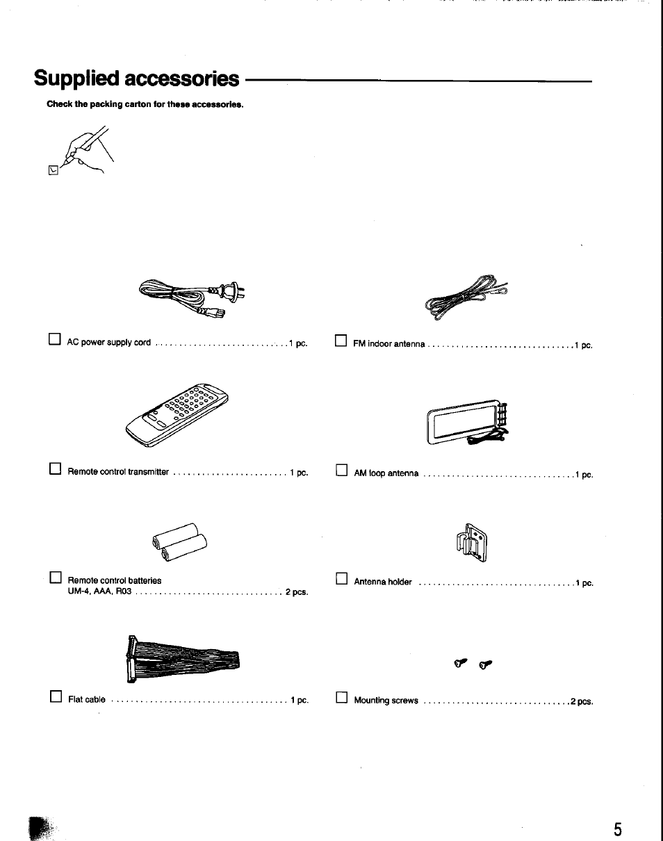 Supplied accessories | Panasonic SC-CH60 User Manual | Page 5 / 60