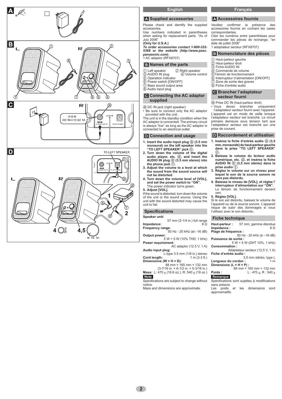 Panasonic RP SP58 User Manual | Page 2 / 4