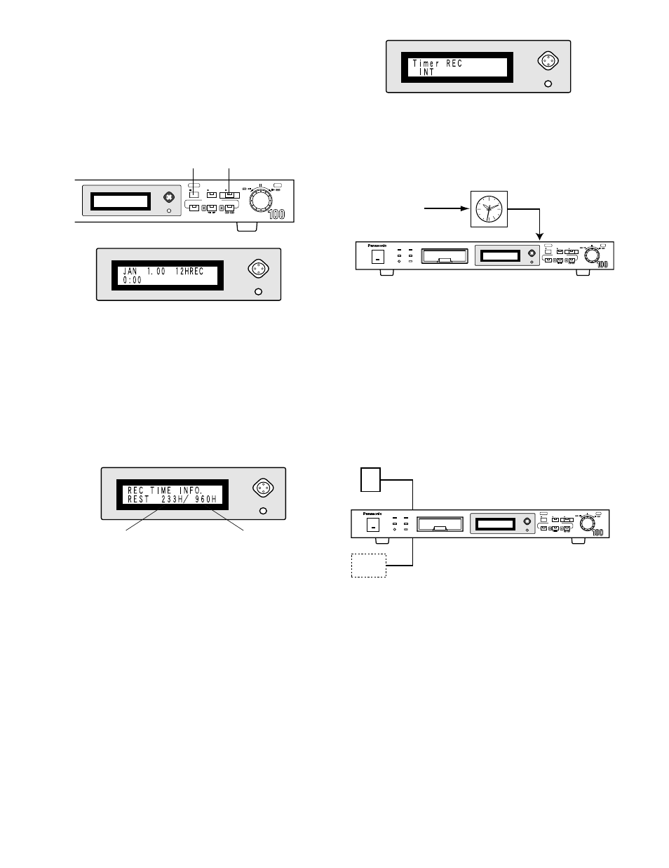 Recording, Manual recording, Internal timer recording | Power-on recording, Alarm recording, Alarm recording ● power-on recording, Timer switch ac mains, Sensor built-in vmd | Panasonic WJ-HD100 User Manual | Page 33 / 60