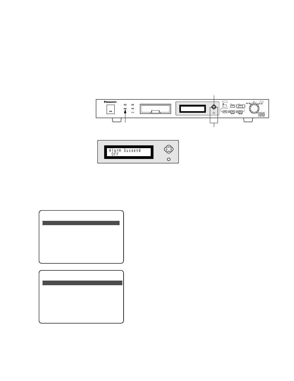 Alarm operation, Suspending alarm input, Alarm history search | Panasonic WJ-HD100 User Manual | Page 37 / 60