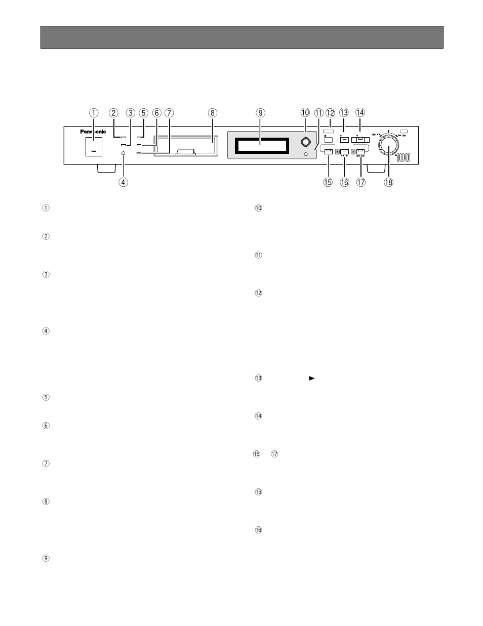 Major operating controls and their functions, Front view | Panasonic WJ-HD100 User Manual | Page 6 / 60