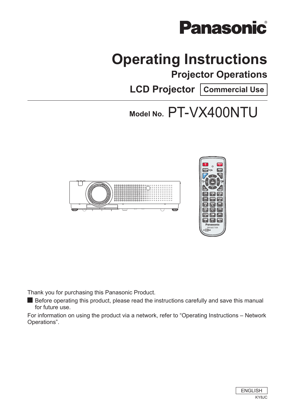 Panasonic PT VX400NTU User Manual | 86 pages