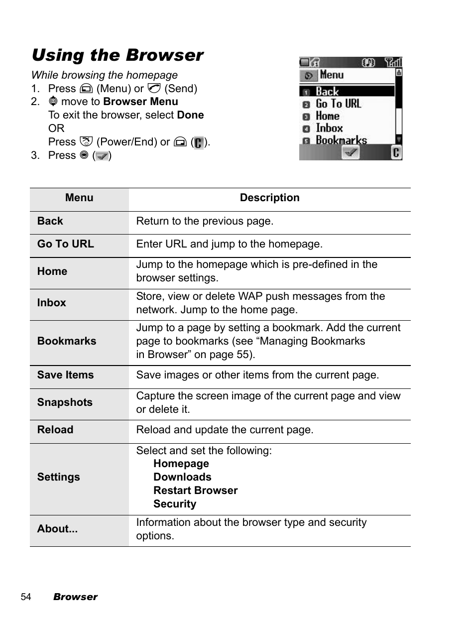 Using the browser | Panasonic EB-A200 User Manual | Page 56 / 101