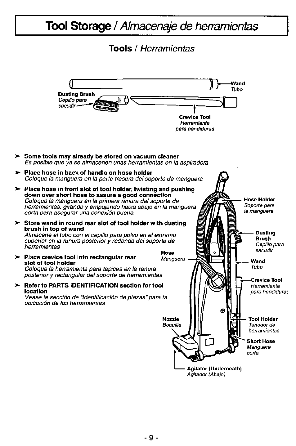 Tools / herramientas | Panasonic MC-V5726 User Manual | Page 9 / 24