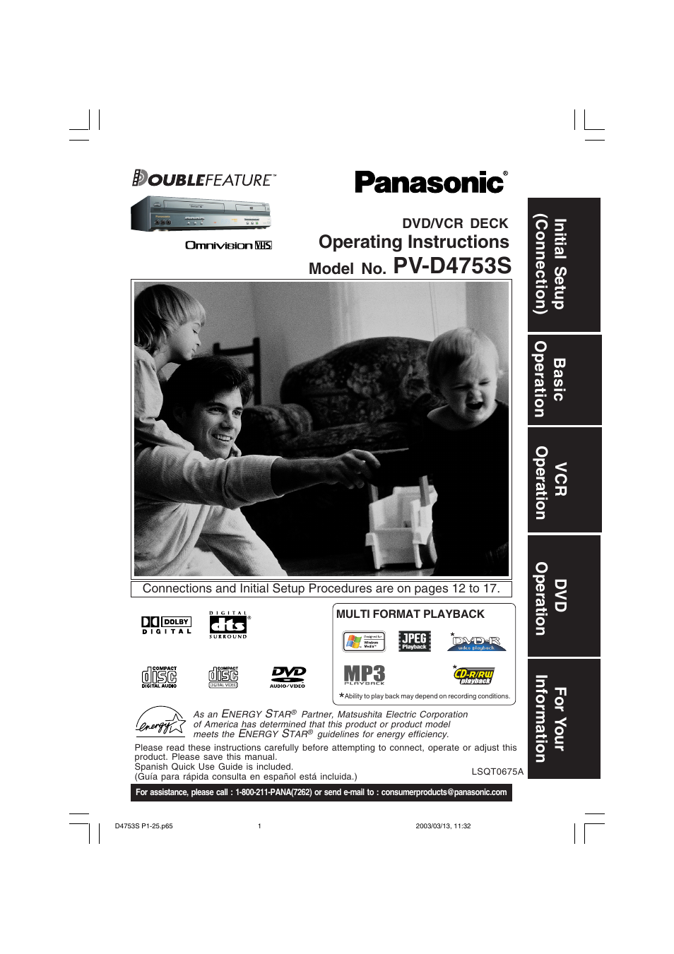 Panasonic PV-D4753S User Manual | 68 pages