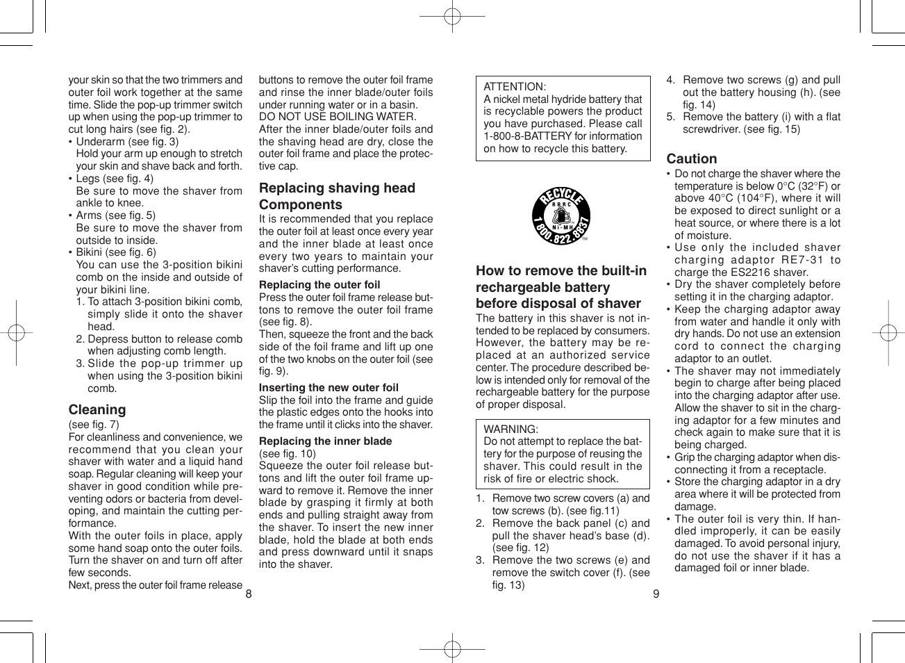 Panasonic ES2216 User Manual | Page 5 / 12