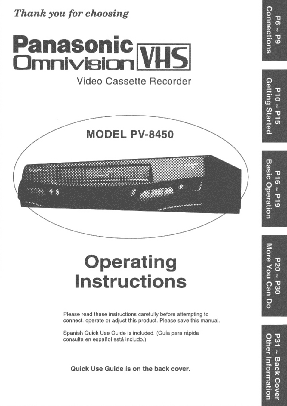 Panasonic OMNIVISION PV-8450 User Manual | 36 pages