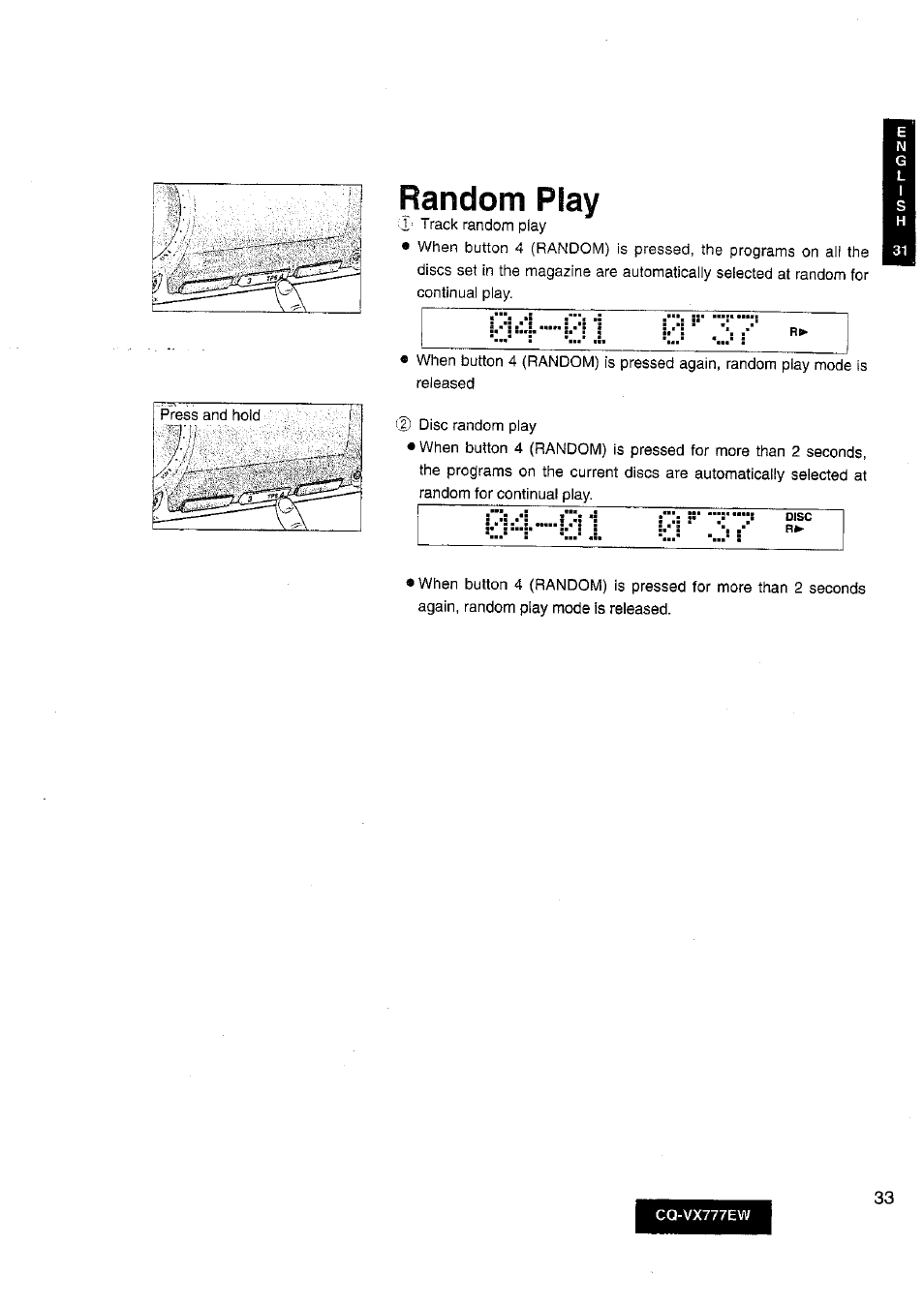 Random play, Cq-vx777ew | Panasonic CQ-VX777EW User Manual | Page 33 / 52