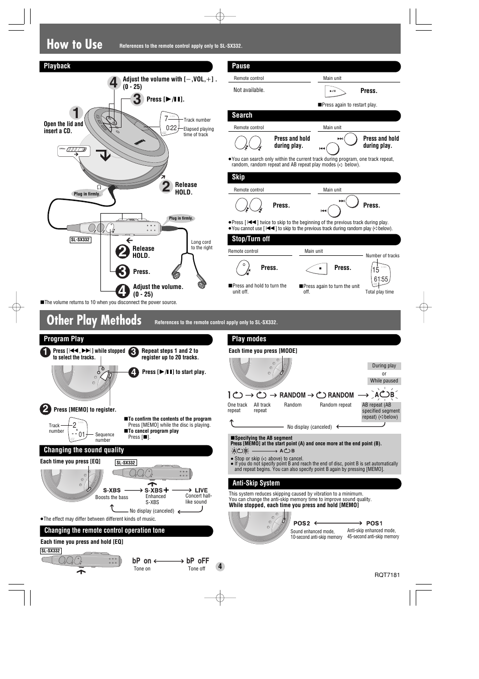 Other play methods, How to use | Panasonic SL-SX332 User Manual | Page 4 / 4