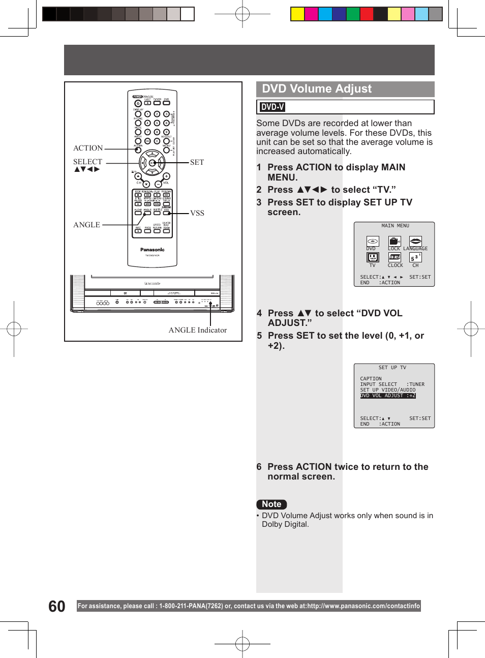 Dvd volume adjust | Panasonic PV-DF204 User Manual | Page 60 / 84