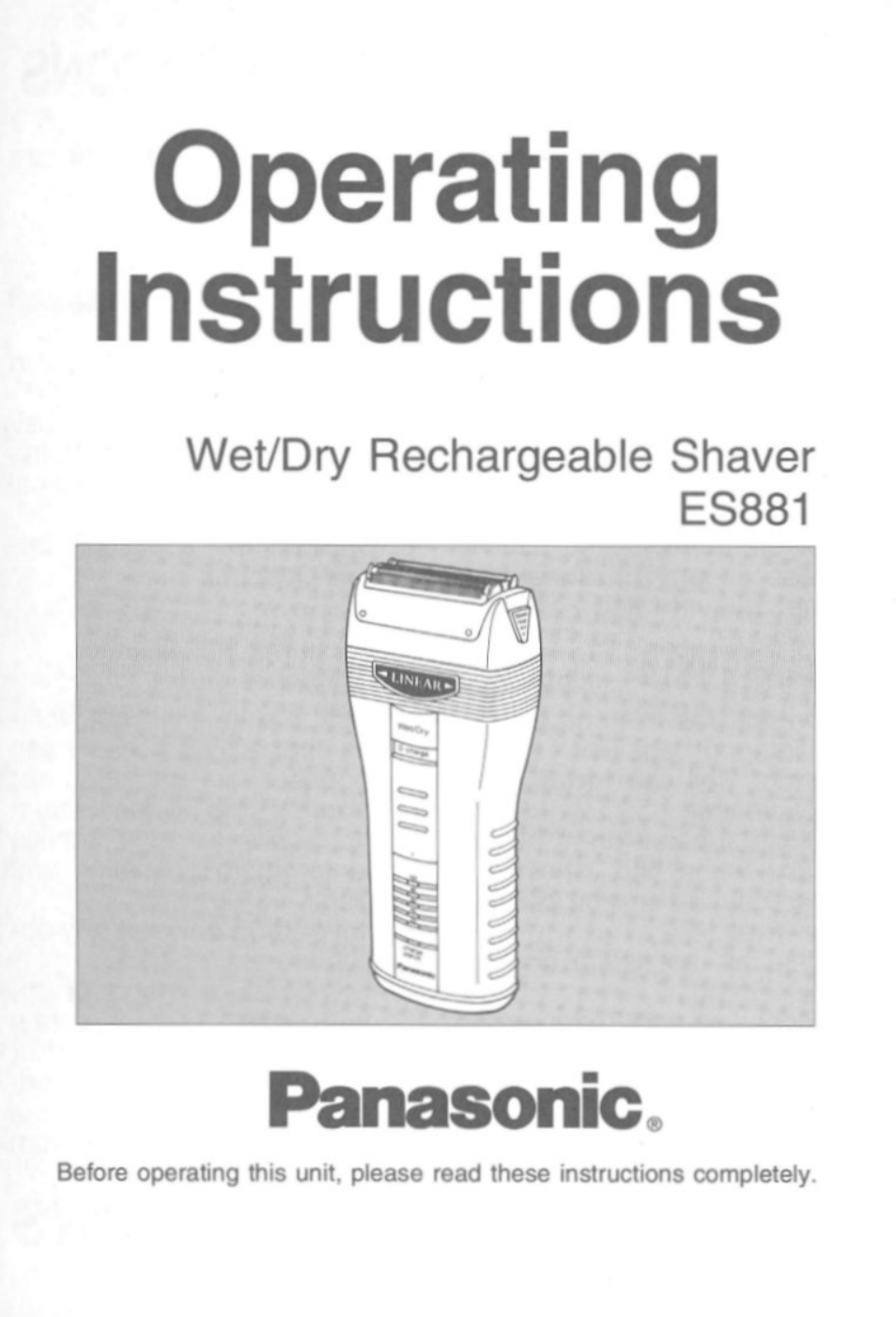 Panasonic ES881 User Manual | 20 pages