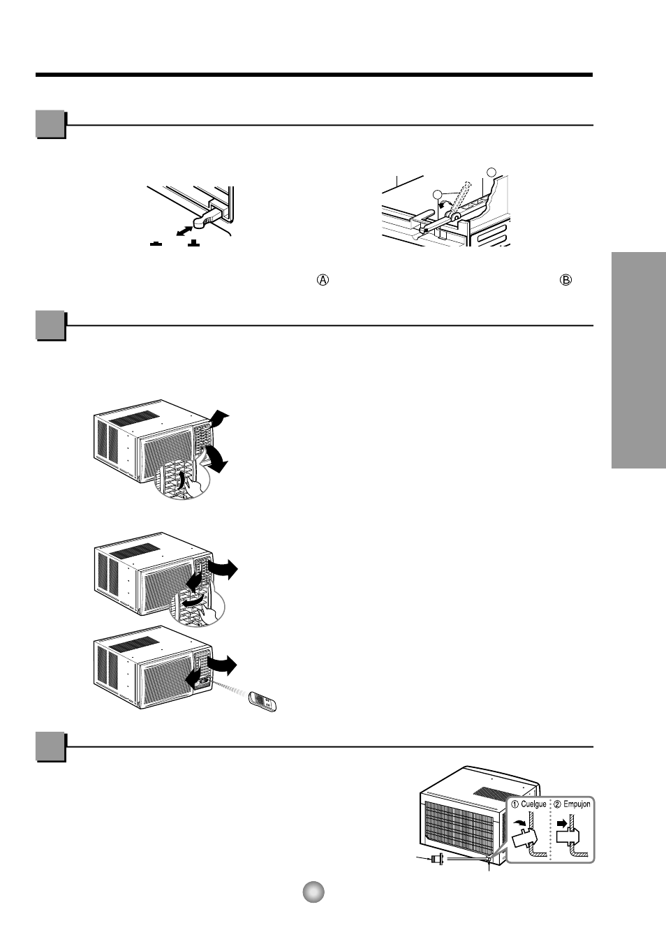 Ventilacion, Como controlar la direccion del aire, Como installar el tubo de desague | Ventilación, Como installar el tubo de desagüe, Instrucciones de funcionamiento | Panasonic CW-XC143HU User Manual | Page 23 / 36