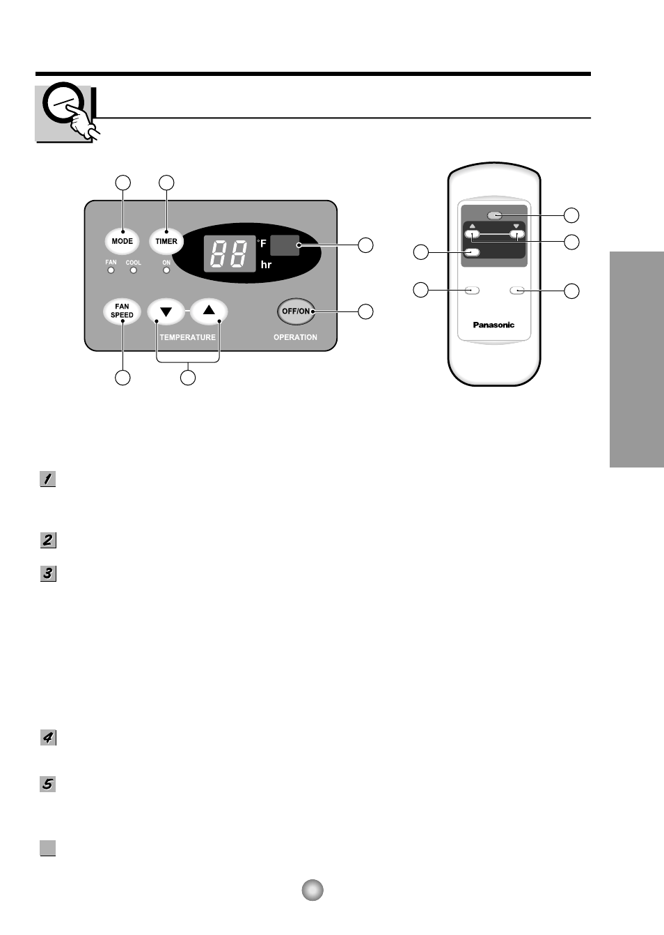 About the controls on the air conditioner, Controls | Panasonic CW-XC143HU User Manual | Page 5 / 36