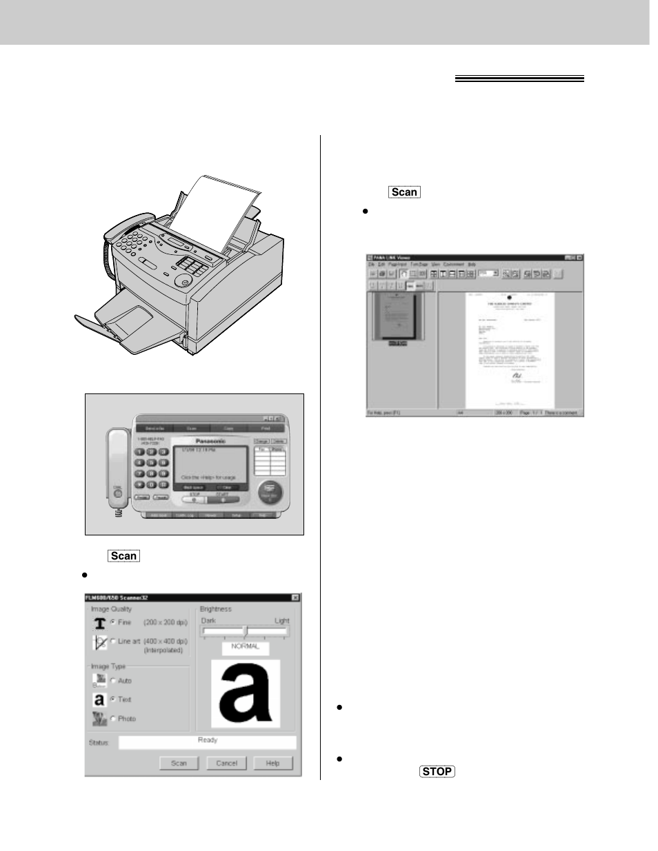 Scanning, Scanning using your fax machine as a scanner | Panasonic KX-FLM600 User Manual | Page 100 / 156