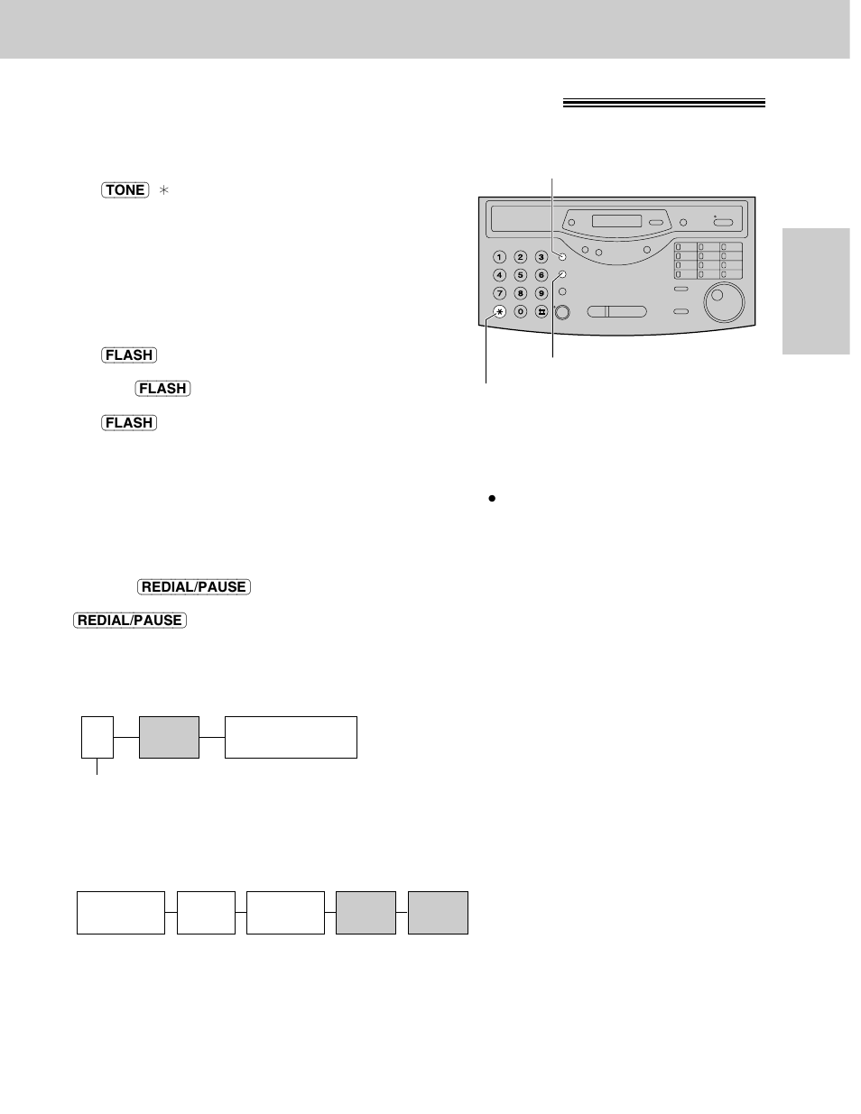 Making and answering calls, Tone, flash and pause buttons, Tone button | Flash button, Entering pauses | Panasonic KX-FLM600 User Manual | Page 35 / 156