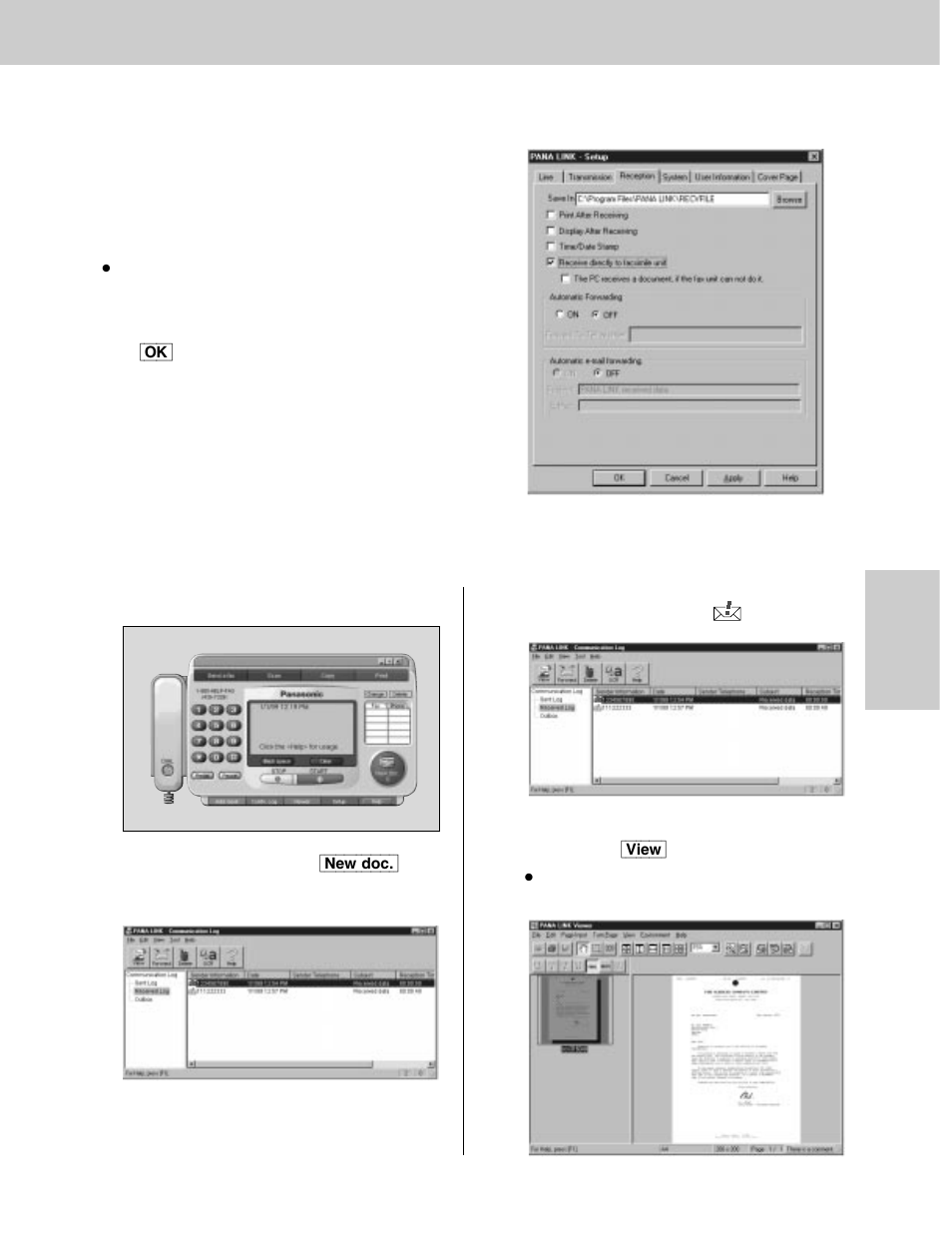 Pc receiving, Confirming the result of reception | Panasonic KX-FLM600 User Manual | Page 97 / 156