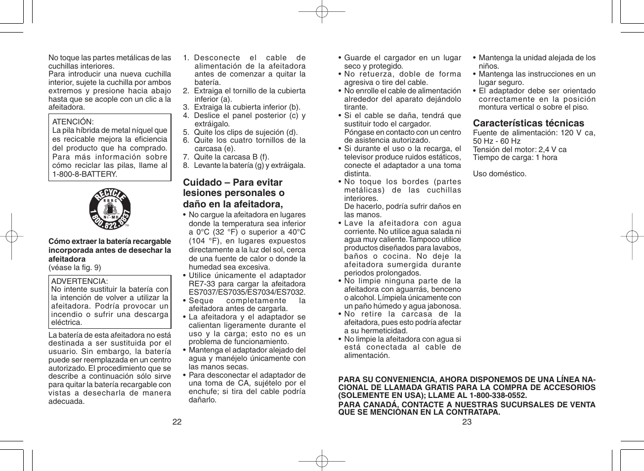 Panasonic ES7037 User Manual | Page 12 / 12