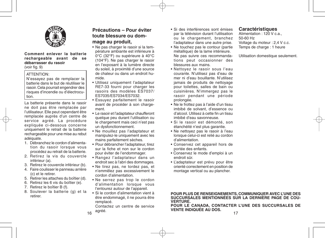 Panasonic ES7037 User Manual | Page 9 / 12