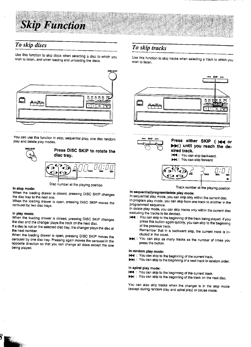 Press disc skip to rotate the disc tray, Д|^м;;щ]|ш||||;а|||щ | Panasonic SL-PD1349 User Manual | Page 8 / 16